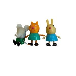 Props Pig & Friends Figurines Lot of 3 Elephant, Rabbit, & Cat Collectible Toy